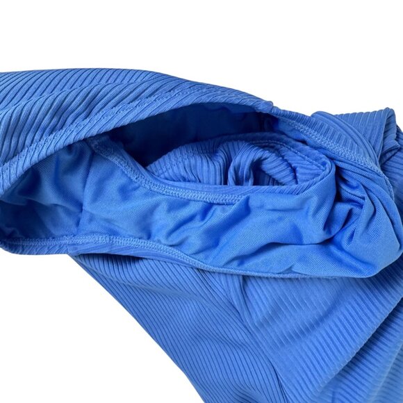 Bleu Rob Beattie Blue Ribbed Walk The Line Square Neck One-Piece Swimsuit Sz 6 - Picture 5 of 12